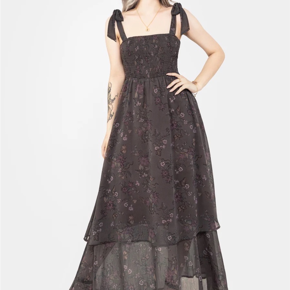 Disturbia Black Floral High Low Dress